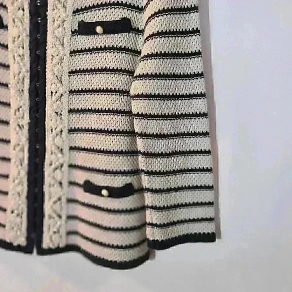 River Island Cardigan Lady Jacket stripes lace pearl 3/4 Sleeve 12 - Picture 2 of 9